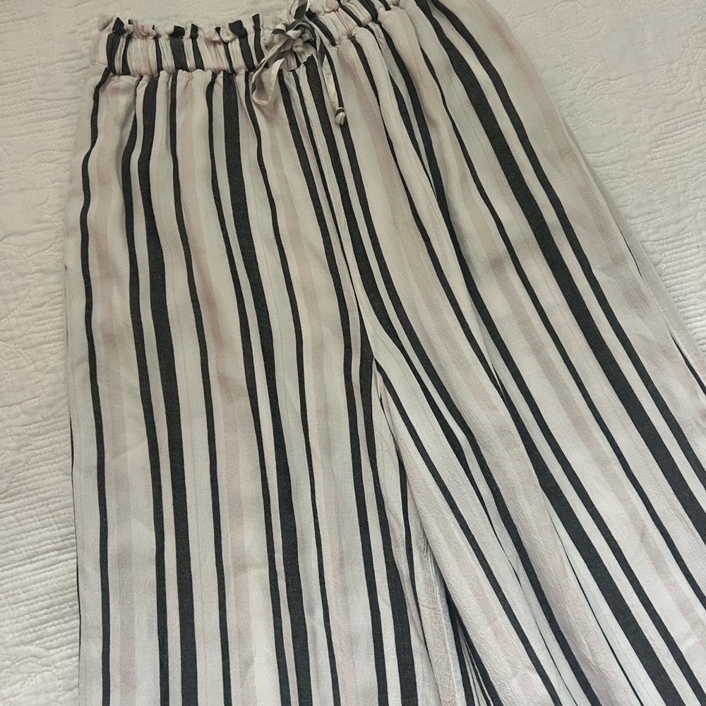 American Eagle Striped Gray and White Linen Pants size Small - Picture 2 of 5